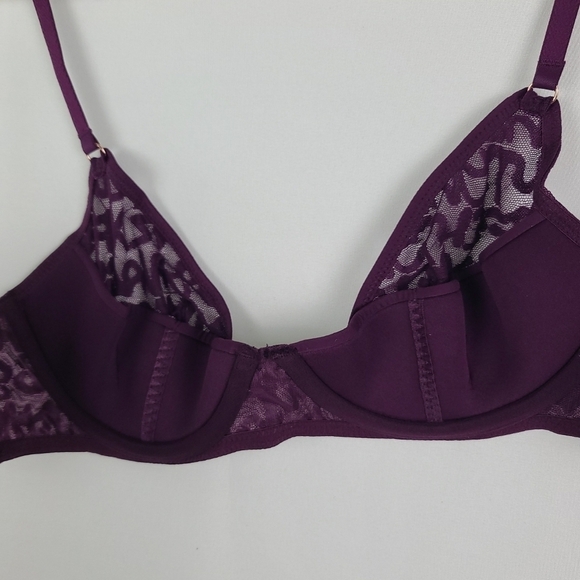Savage X Fenty Womens Tagged By Quarter Late Nught Purple Lace Plunge Bra Sz 34B - Picture 10 of 10